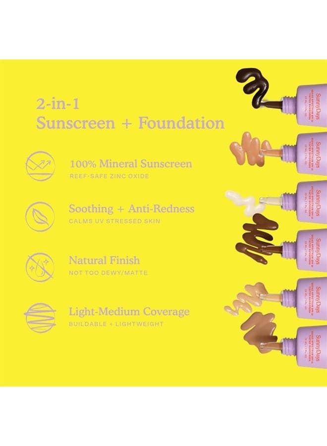 SunnyDays SPF 30 Tinted Sunscreen, 10 LARCHMONT | 2-in-1 Foundation with Mineral Sunscreen Broad Spectrum UVA/UVB Protection | Light-Medium Buildable Coverage, Natural Finish | 1 Fl Oz