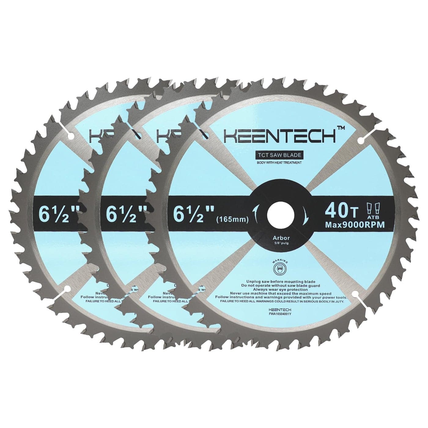 KEENTECH 612 Dia by 58 Bore 40 Tooth General Purpose Circular Saw Blade 3Pack Tungsten Carbide Tipped ATAF Grind