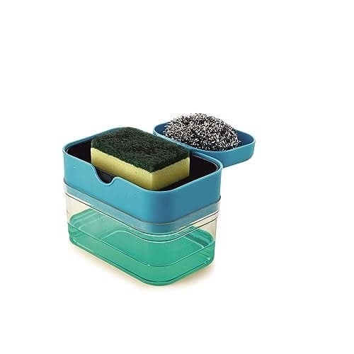 Sparkmate by Crystal Plastic Premium Soap Dispenser 2 in 1-Ss Scourer&Sponge with Scrubber,Assorted