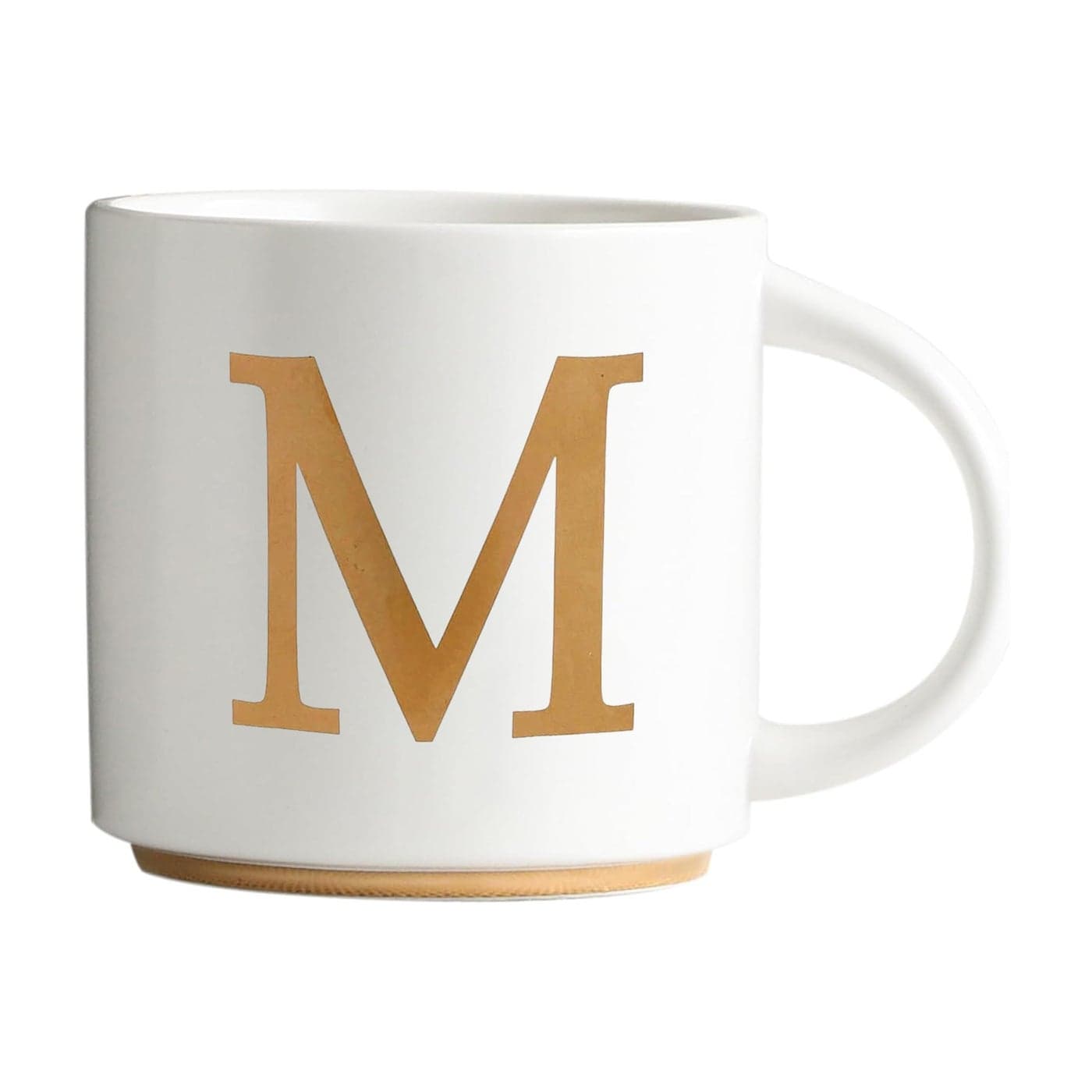 COLLECTIVE HOME Monogram Ceramic Mugs 15 oz Golden Initial Coffee Cups Elegant Alphabet Tea Mugs Elegant Personalized Mug with Gift Box Unique Mug with Double Side Capital Letter M