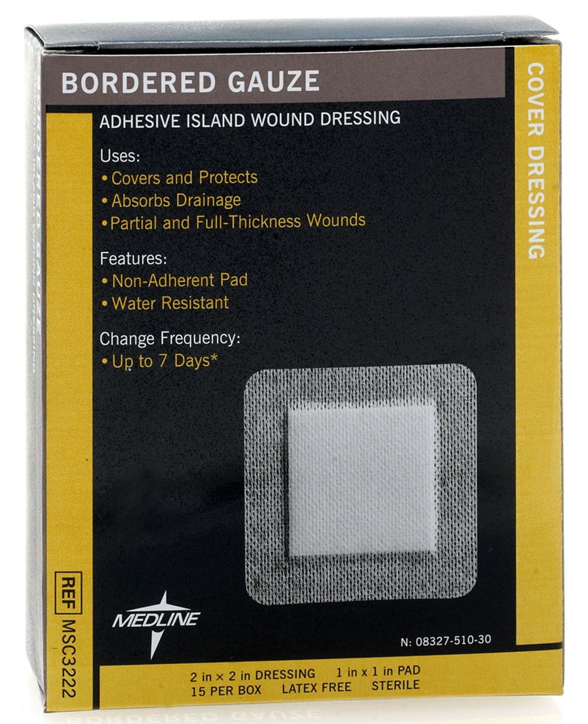 Medline Bordered Gauze, 2" x 2" Adhesive Island Wound Dressing, Sterile, 15 Count