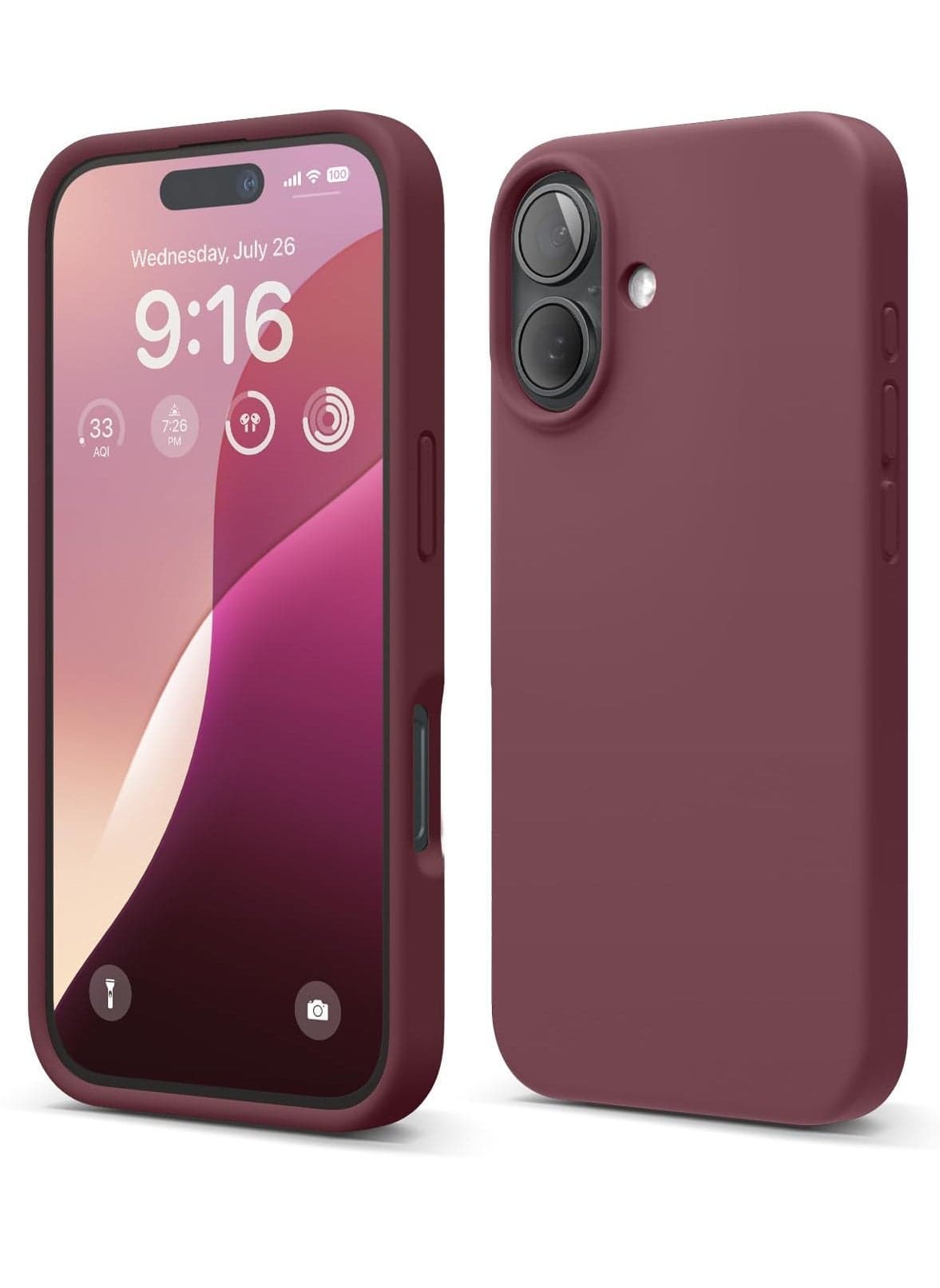 Burgundy Liquid Silicone Case for iPhone 16 Plus - Full Body Protection, Shockproof, Slim Design with Anti-Scratch Microfiber Lining