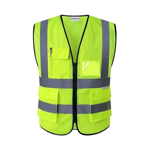 uniformer Premium Safety Jacket for Men and Women | Reflective High Visibility | Ideal Unisex Safety Jacket for Civil Engineer | Used in Airport, Construction, Traffic (Yellow_Pack of 1_Size S to M)
