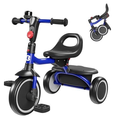 besrey Toddler Tricycle with Bell Kids Tricycle Age 18 Months to 5 Years Kids Trike Toddler Bike for 155 Year Olds Baby Trike Gifts Toys for Boys Girls Blue