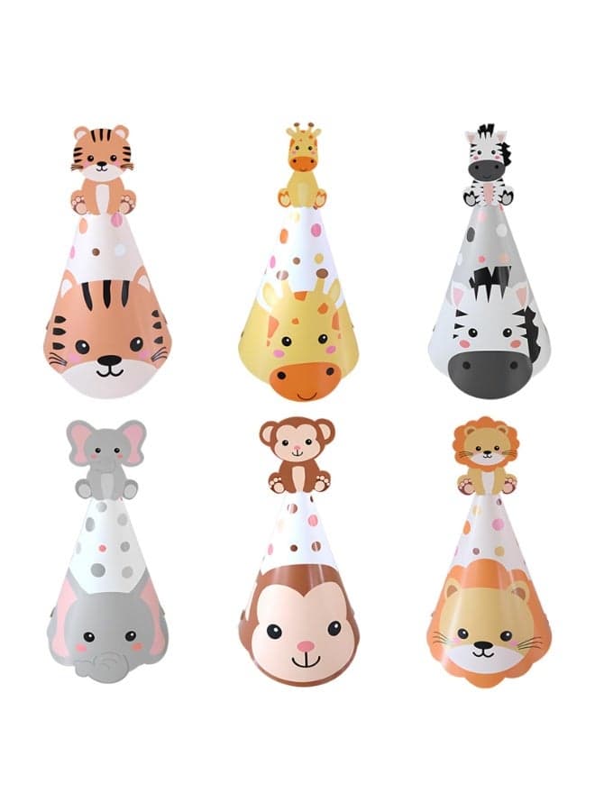 Animal Theme Birthday Party Hats, 24 Pcs Fun Cone for Kids Adults, Hats for Kids & Adults Birthday Party, or Children's Animal Costume, ames Craft Activities Kits, Perfect for Party Decor