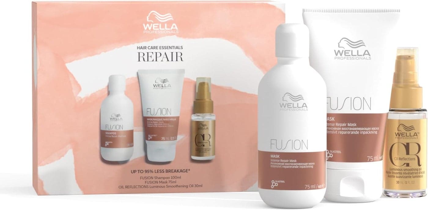 Wella Professionals Fusion Travel Set Includes Shampoo Conditioner and Smoothening Oil Hair Protection against Breakage Damage