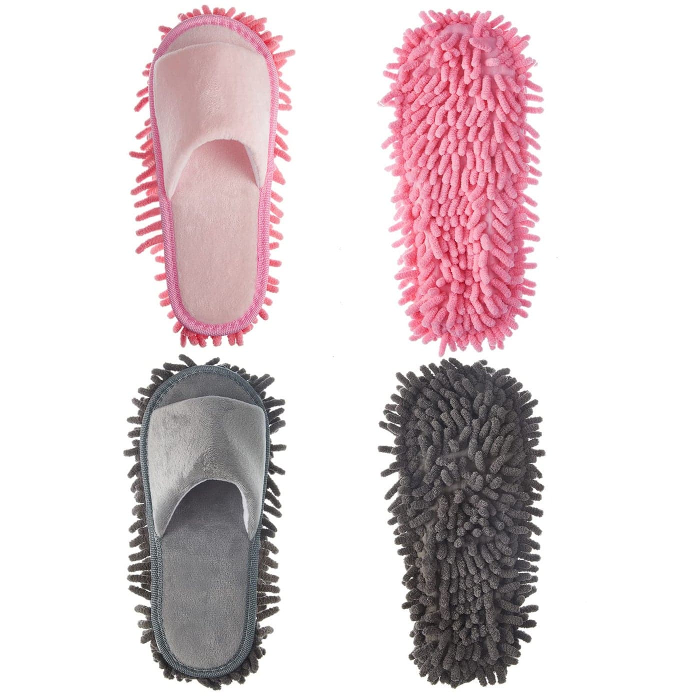 Jecery 2 Pairs Microfiber Cleaning Mop Slippers for Floor Cleaning House Mop Shoes Men and Women Washable Unisex Dusting Slippers Dirt Tool SuppliesMediumPink Gray