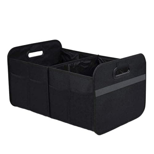 GAOLAOSY Car Trunk Organizer, Collapsible Multi-Compartment Auto Storage Box with 4 Pockets, Waterproof Oxford Fabric Car Trunk Container Accessories for Sedan SUV Truck (Black)