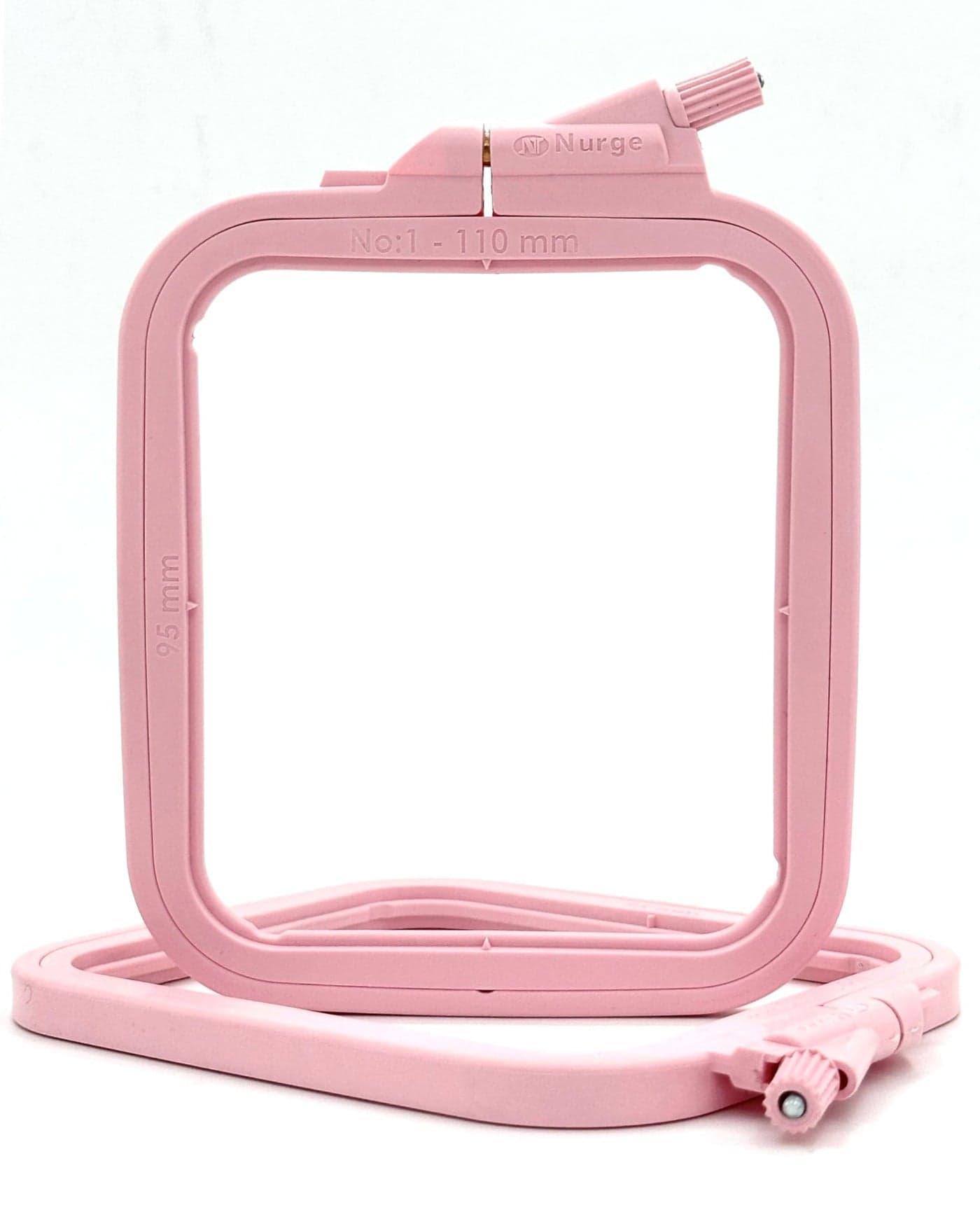 Nurge Square Embroidery Hoop - Plastic Cross Stitch Frame for Needlepoint & Embroidery - Adjustable Craft Hoop - Pink - No:1 (X Small)