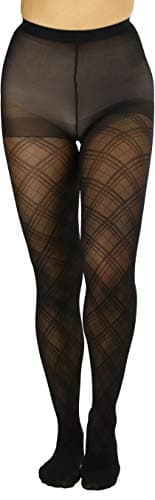 ToBeInStyle Women's Opaque Diamond Pattern Pantyhose - Black - One Size: Regular