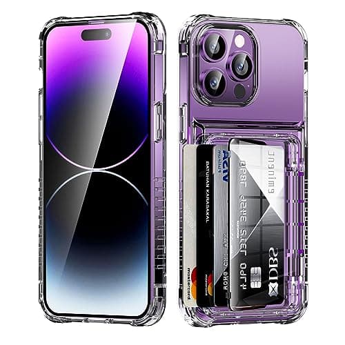 ACANDYA for iPhone 14 Pro Case Wallet Clear Protective Phone Case with Credit Card Holder Heavy Duty Protection Shockproof Anti-Scratch Anti-Yellow Cover for iPhone 14 Pro 6.1 inches Transparent