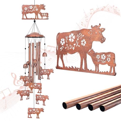 Cow Wind Chimes Outdoor Cow Gifts for WomenMenMomWifeGrandma Birthday Gifts Memorial Gift Metal WindChimes for OutsideIndoors Lawn Patio Home Porch Yard Decor Garden Decorations
