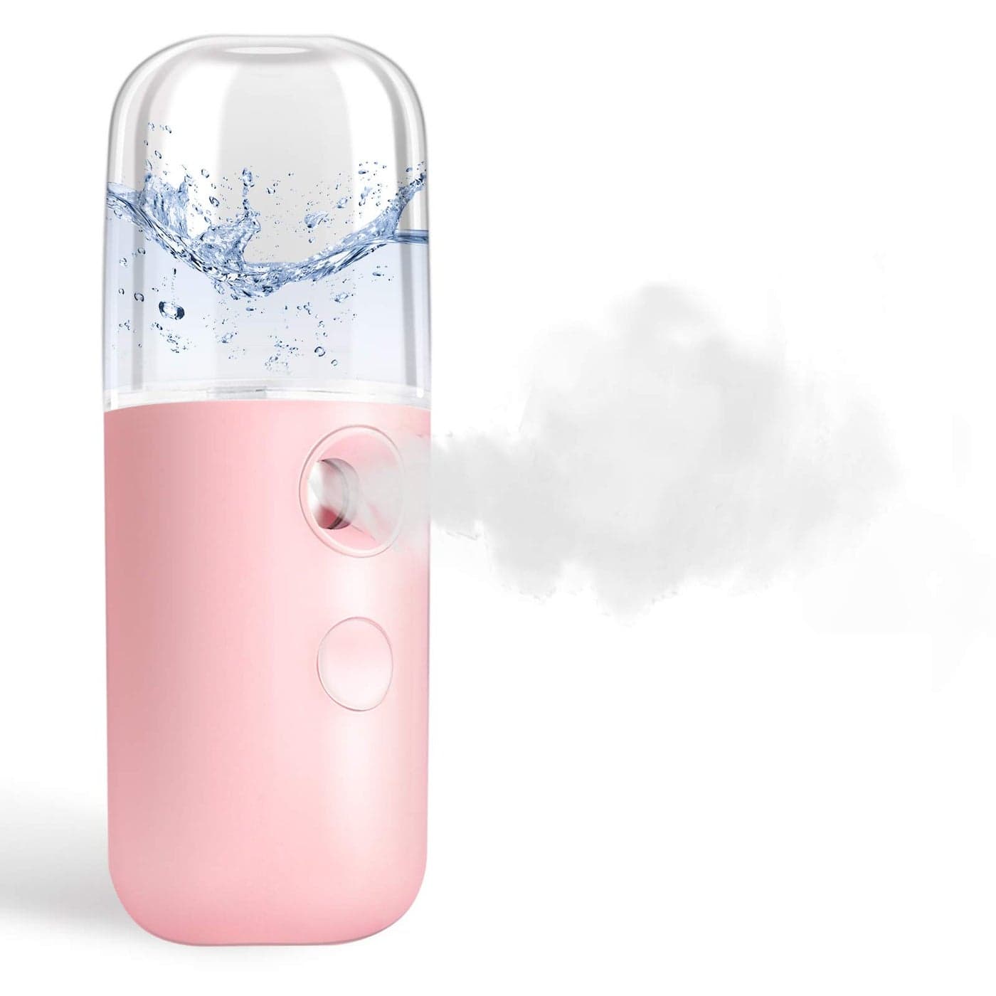 GIVERARE Nano Facial Steamer Handy Mini Mister USB Rechargeable Mist Sprayer 30ml Visual Water Tank MoisturizingHydrating for Face Daily Makeup Skin Care Eyelash ExtensionsPink