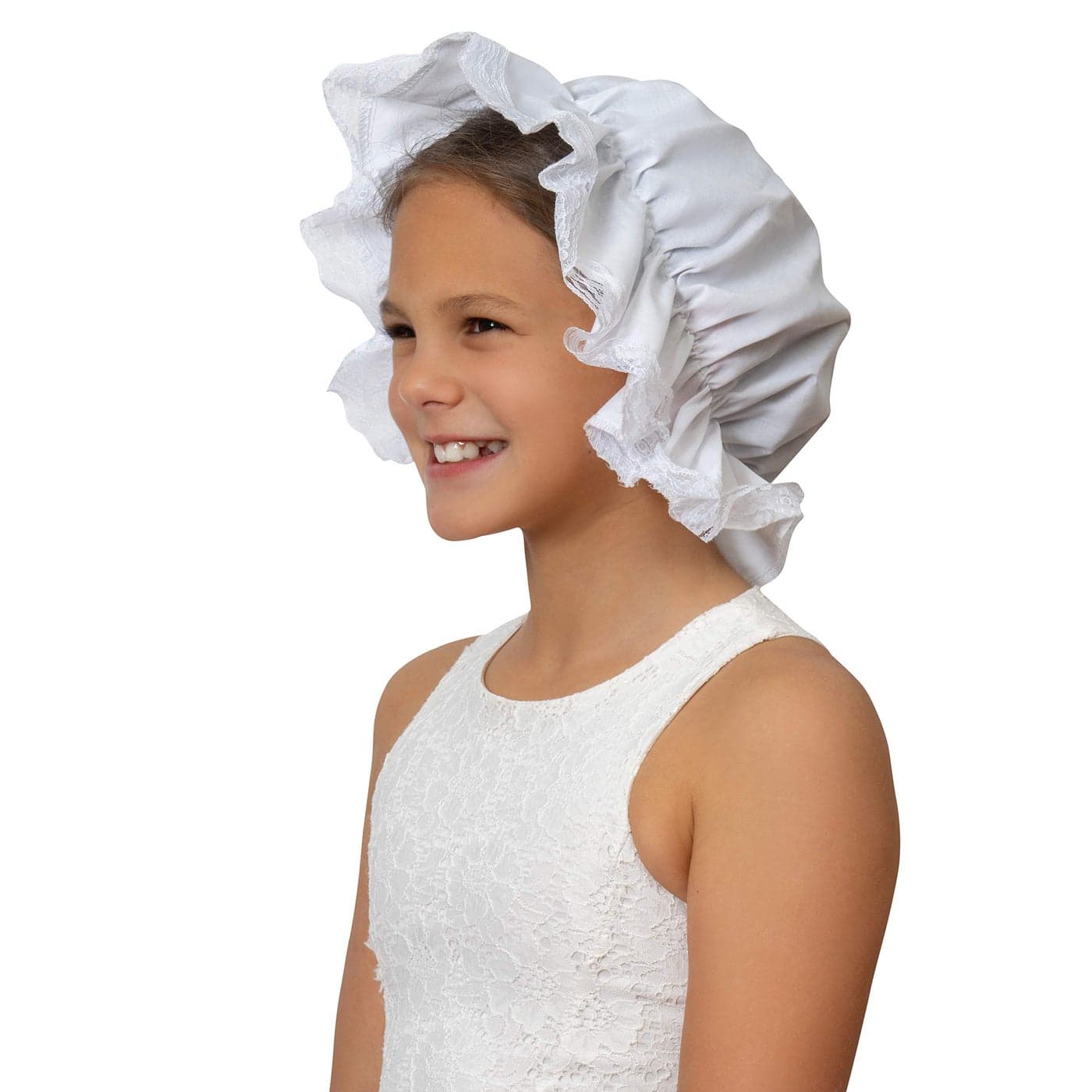 Skeleteen White Mob Cap Accessory - Grandma Night Bonnet Colonial Costume Nightcap Mop Hat Accessories for Maid Girls and Women