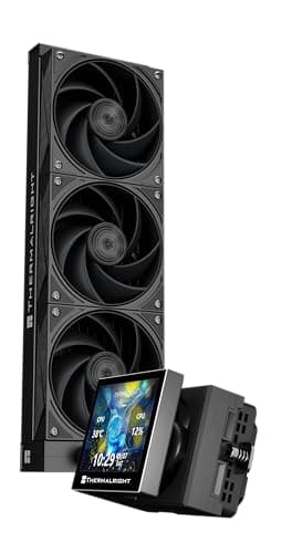 Thermalright Stream Vision 360 Black-360mm AIO CPU Liquid Cooler,3.5’’Square LCD Display for Images,Magnetic Suction High-Performance Pump for 640x480 Resolution with Embedded Fan,for AM5/lga1851/1700