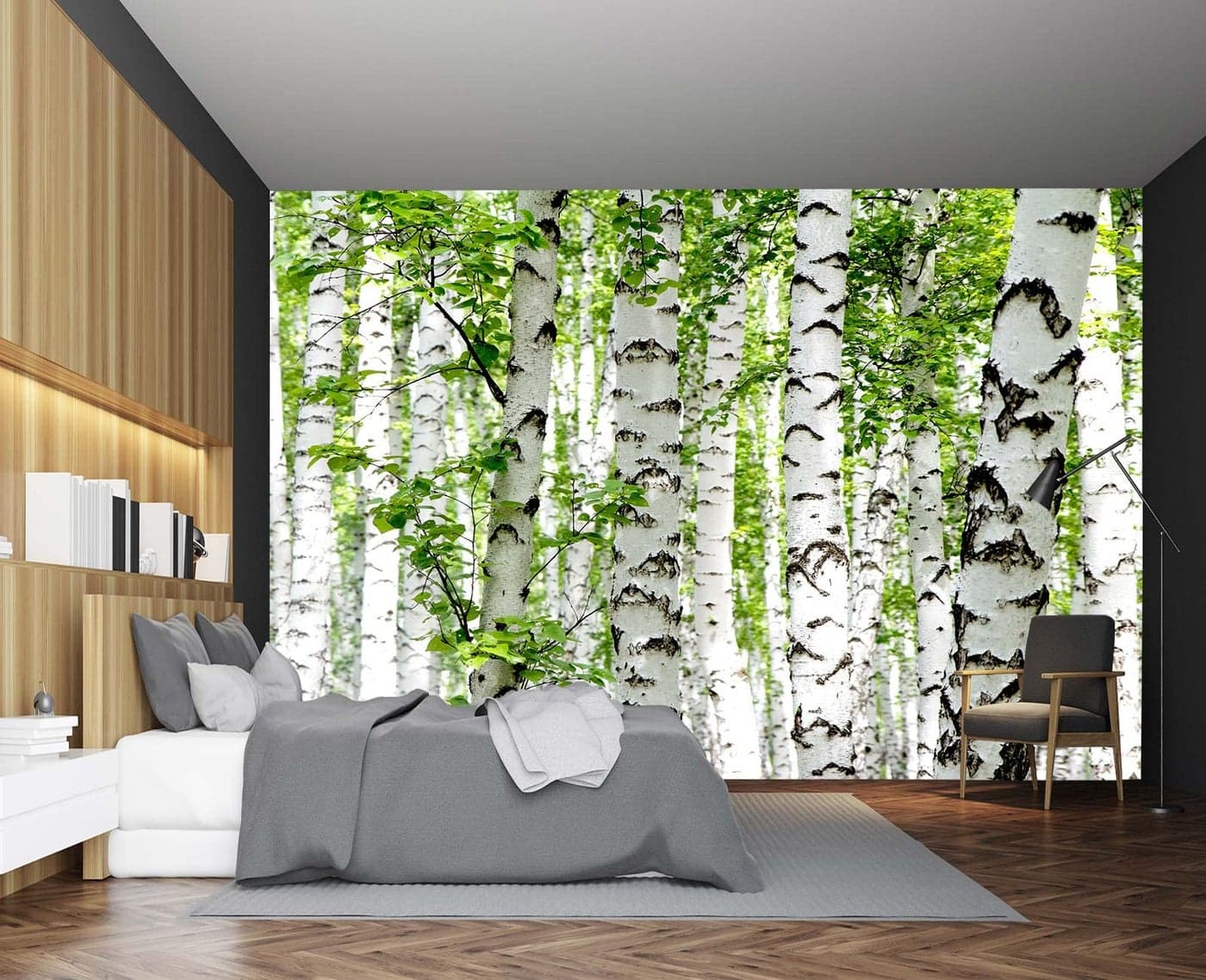 CliouarPhoto Wallpaper Birch Forest Landscape Trees Poster Nature Lovers Green Forest Bedroom Decoration Mural 103 x 69Not SelfAdhesive