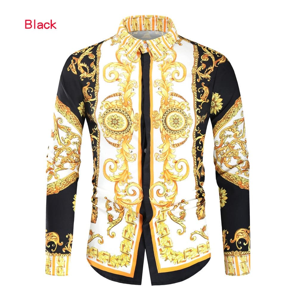 2022 foreign trade cross-border Autumn New European and American men's long sleeve shirt European size fashion digital printing shirt men
