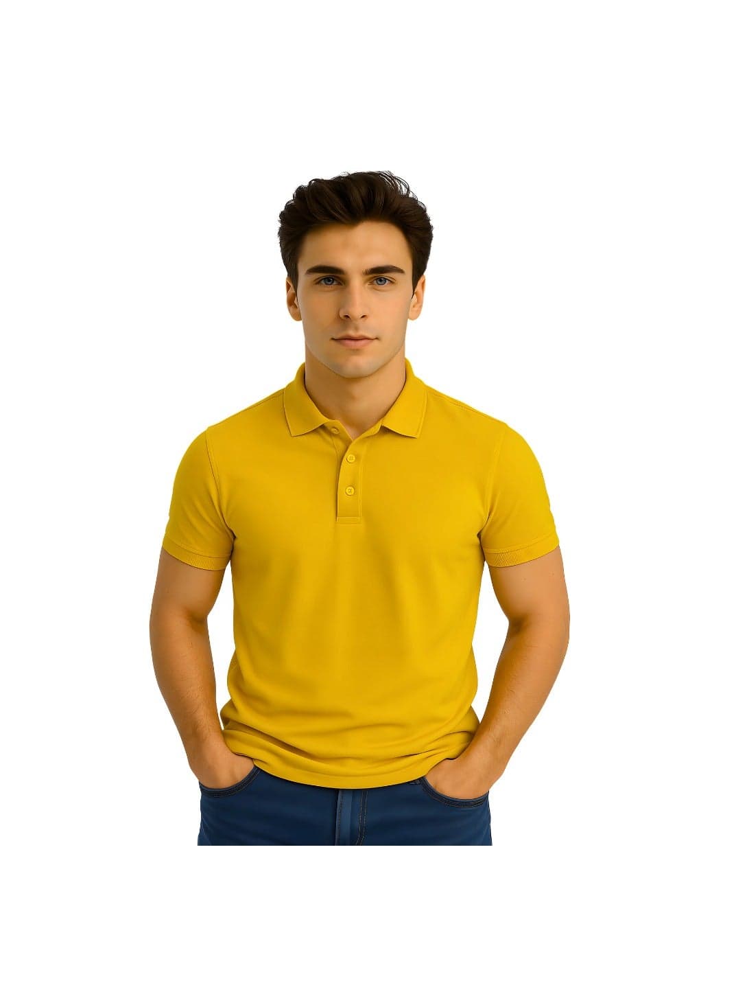 Basic Adult Unisex Polo Short Sleeve Tshirt 220 Gsm Yellow — M