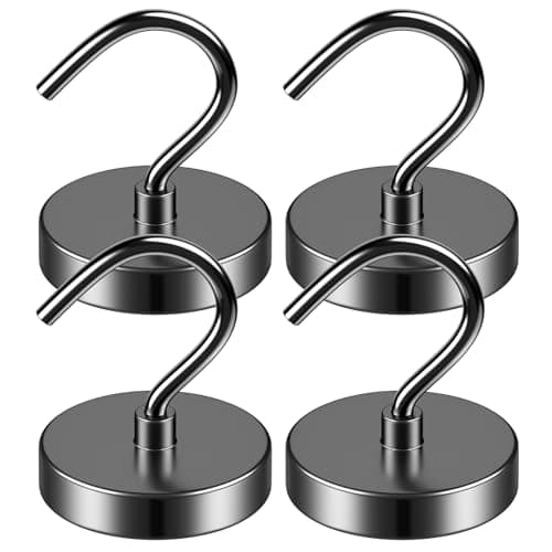 Grtard Magnetic Hooks Heavy Duty, 110 lbs Strong Magnet Hook for Cruise Cabins, Large Magnetic Hooks, Magnets with Hooks for Hanging, Cruise, Curtain, Home, Kitchen, Workplace - 4Pack