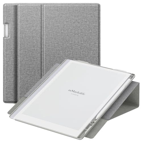 ENET-CASE Case for Remarkable 2 Paper Tablet- Multi-Viewing Adjustable Folding Book Folio Cover - with Built-in Pen Holder - for 10.3" 2020 Released (Gray)