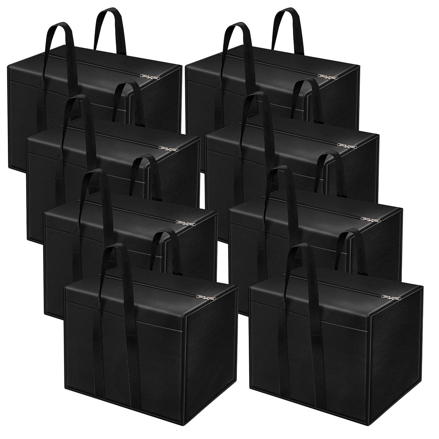 Storite 8 Pack Nylon 85 L Moisture Proof MultiPurpose Storage BagClothing Storage OrganizerToy StorageStationery Paper Storage Bag with Zipper Closure and Strong Handle Black57x368 x405 cm