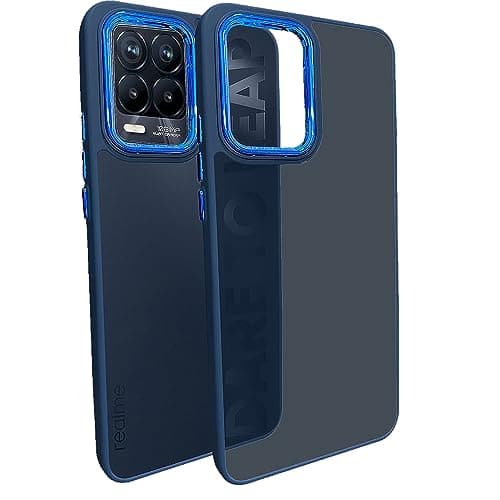 A rtistque Frosted Translucent Back Cover Case for Realme 8 Pro/Realme 8 4G | Electroplated Chrome Ring | Raised Camera Edges for Protection | Smooth Sides TPU - Blue