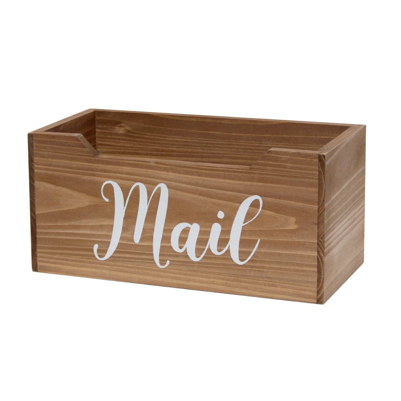 Elegant Designs HG2010NMW Rustic Farmhouse Wooden Tabletop Decorative Script Word Mail Organizer Box Letter Holder OfficeAccessoriesanddcor Natural WoodWhite