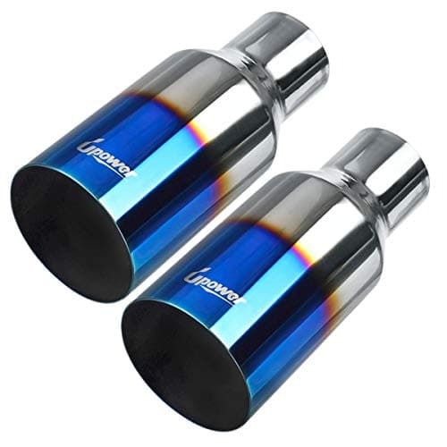 Upower Blue Burnt Exhaust Tip 2.5" Inlet 4" Outlet 9" Long 2 1/2" to 4" Exhaust Tailpipe Weld on Single Layer Straight Cut 304 Stainless Steel (2PCS)