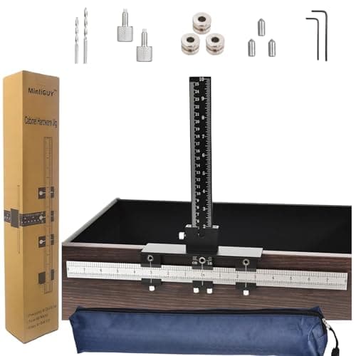 MinliGUY Cabinet Hardware Jig, All Metal Adjustable Cabinet Handle Jig with Φ5mm & Φ4mm Drilling Template Hole, Cabinet Hardware Template for Knob/Handle/Pull Installation