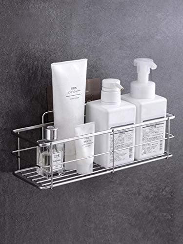 Koyet Stainless Steel Bathroom Wall Storage Shelf Shampoo Shower Organizer Kitchen Jar Condiment Bottles Storage Rack-1PCS