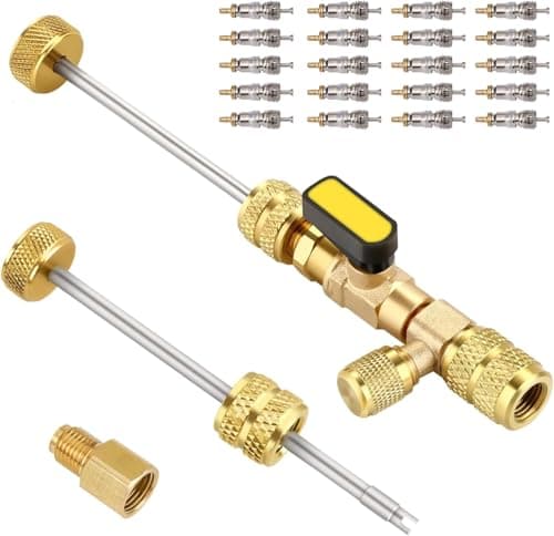 Langawaser Valve Core RemoverInstaller Dual Size 14 516 Flare Tool for HVAC R32 R410A Efficient Valve Stem Removal for Air Conditioning Repairs Perfect for HVAC Professionals