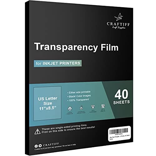 Ohp Clear Printable Transparency Film 8.5 x 11 Inches for Overhead Projectors, for Inkjet Printers, 40 Sheets