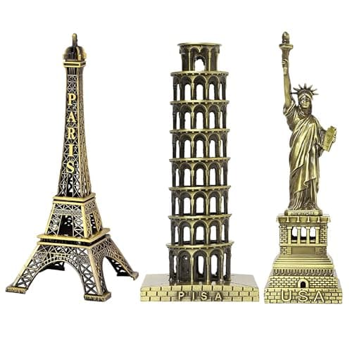 THE QUIRKY HOME Monuments Combo Eiffel Tower, Statue of Liberty, Leaning Tower of Pisa, Model Replica, Souvenir, Antique Table Decor, Pack of 3 (Combo No 4)