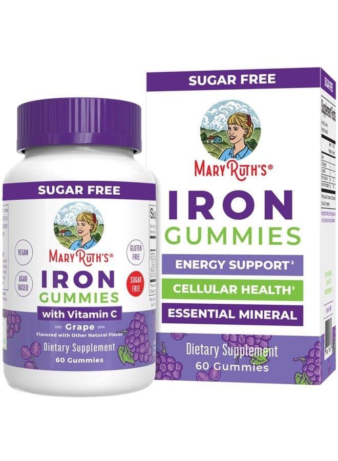 Iron Suppleme nt Gummies for Adults | Sugar Free | Gummy Iron Supplements Vitamin C for Ages 14 | Iron Supplement for Iron Deficiency | Immune Support | Vegan | Non-GMO | 60 Count