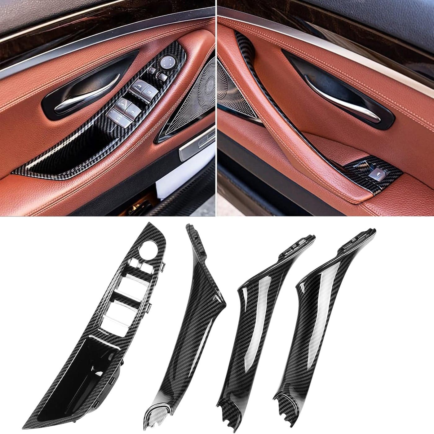 Jaronx 7PCS Carbon Fiber Pattern Door Handle Kit for BMW 5 Series F10/F11 (2010-2016)