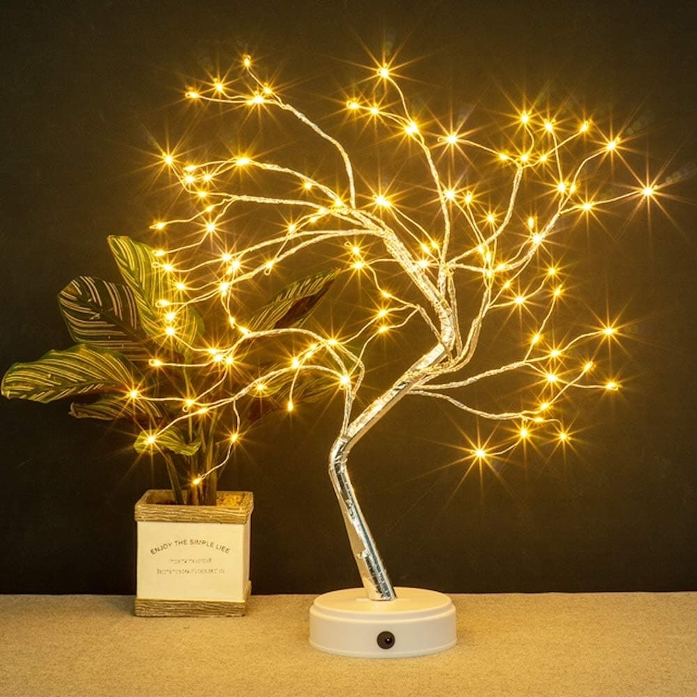 Lake Industries 20 LED Firefly Tree Lights Bonsai Bedroom Desk Top Table Lamp Decoration USBBattery Operated Touch Switch DIY Adjustable Branches Home Party Holiday Warm Lighting