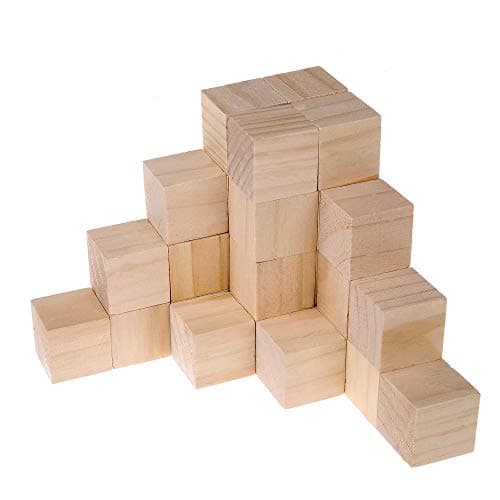Supla 40pcs 1.5 inch - Natural Solid Wood Square Blocks - for Puzzle Making, Crafts, and DIY Projects