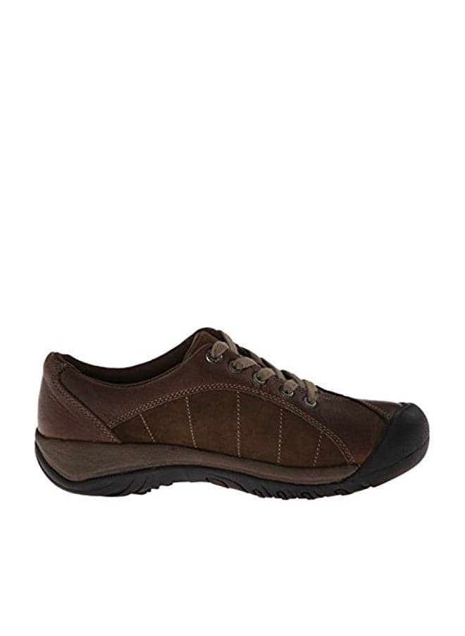 KEEN Womens Presidio Leather Low Height Oxford, Dark Brown/Black, 6.5 US