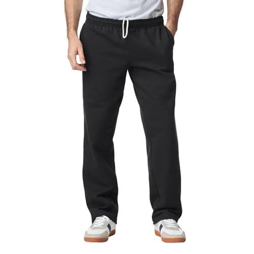 Gildan Adult Fleece Open Bottom Sweatpants with Pockets, Style G18300, Black,XX-Large
