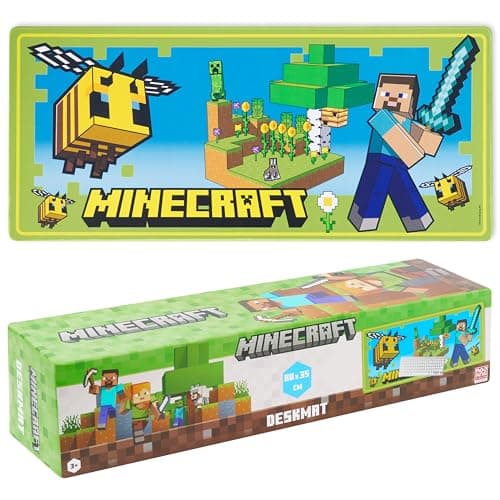 Minecraft Desk Pad for Kids and Teenagers, Non-Slip Desk Mouse Mat 80 x 35cm - Gamer Gifts (Green)
