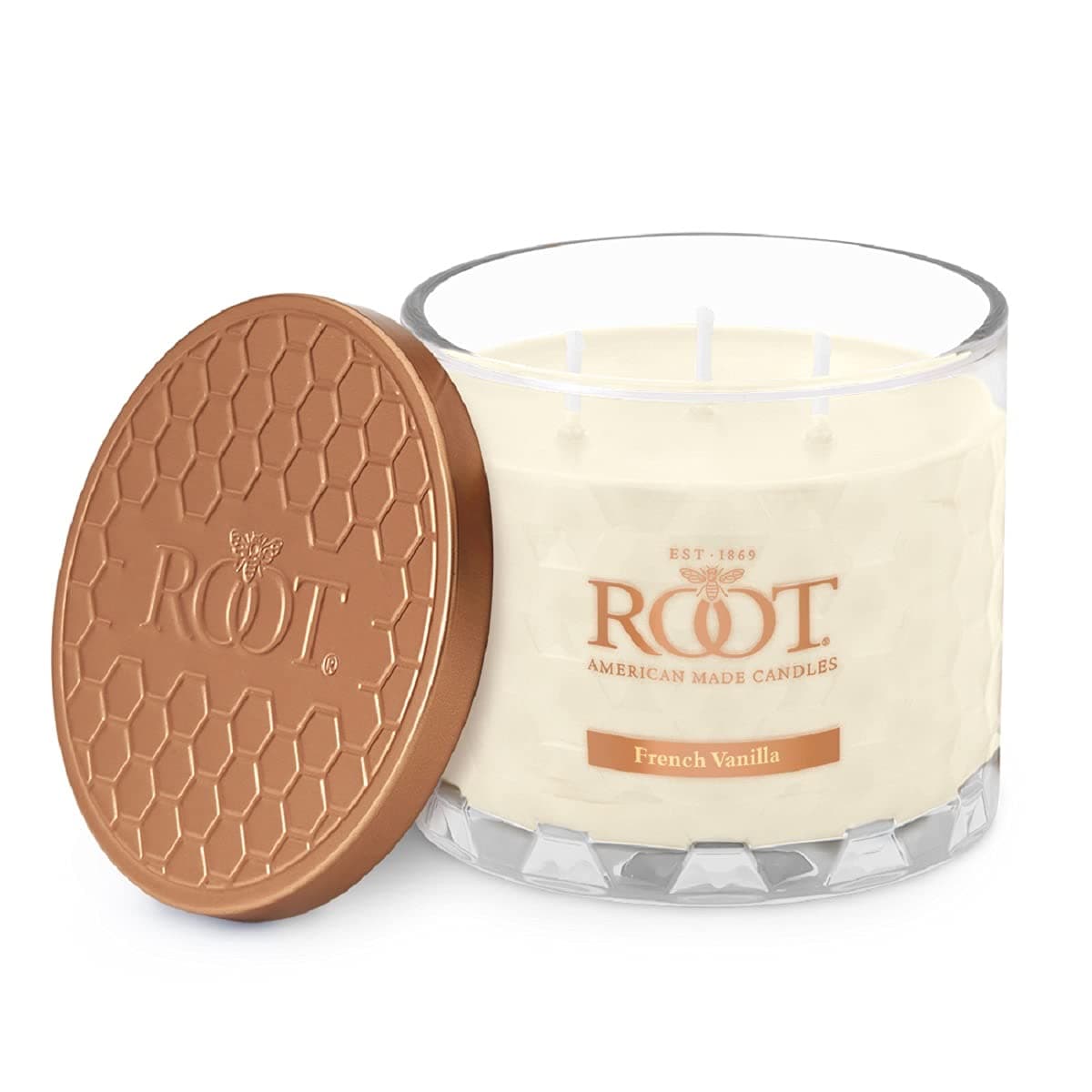 Root Candles Scented Candles Honeycomb Glass Premium Handcrafted Beeswax Blend 3Wick Candle 12Ounce French Vanilla