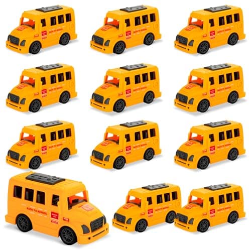 LSLYHTC 6Pcs School Bus Toys Bulk Plastic Mini School Bus for Toddlers Small Yellow Buses Toy Party Favors for Birthday Party Supplies and Presents