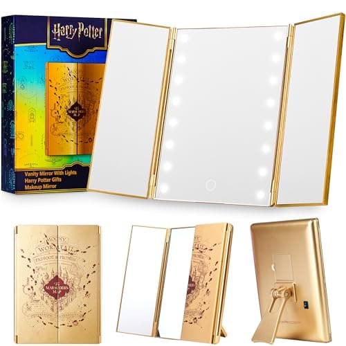Get Trend Harry Potter Gifts, LED Vanity Mirror with Lights Makeup Mirror for Desk, Dorm, Room Decor, Cute Stuff, Gifts for Women, Teen Girls (Multi/Harry Potter)