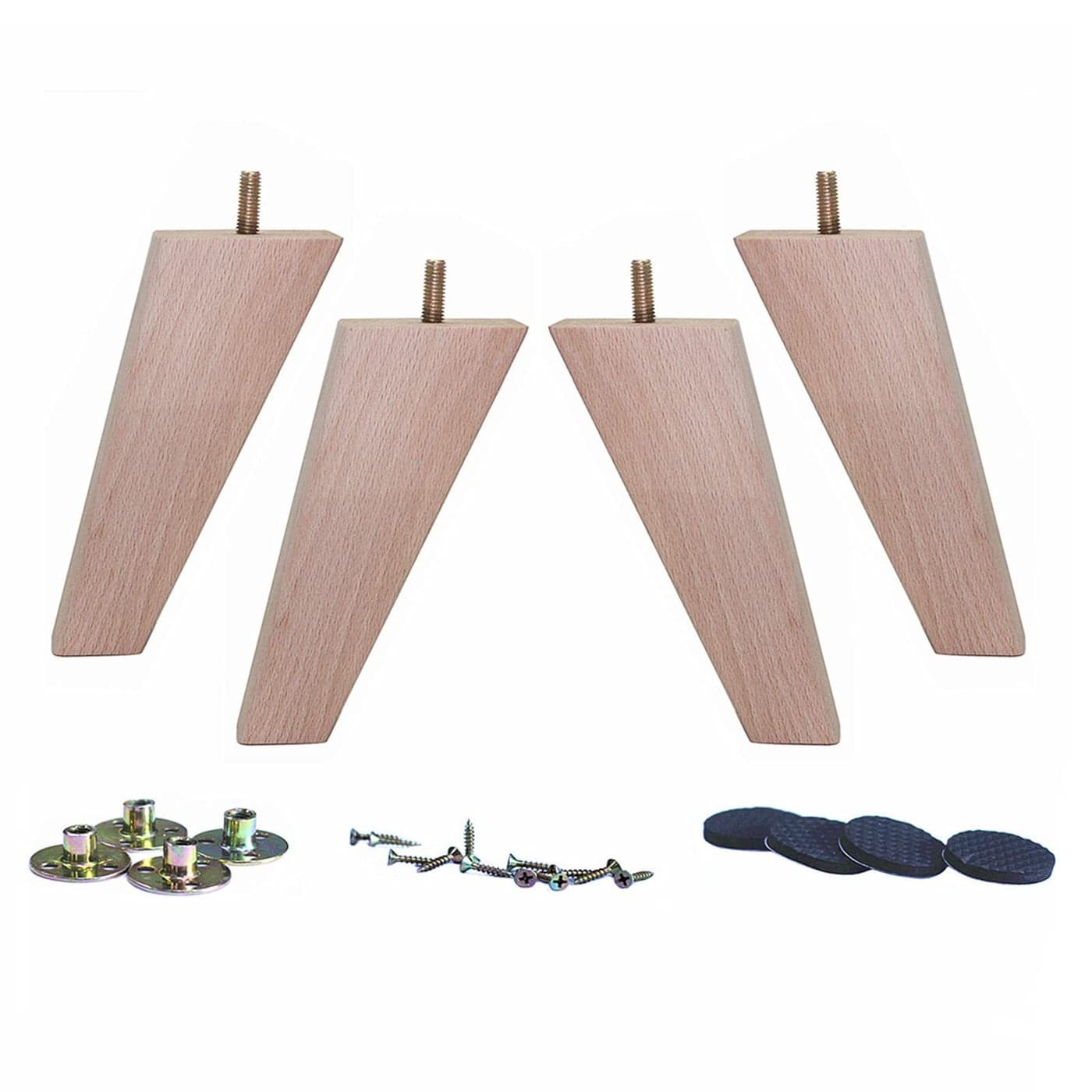 WEICHUAN Tapered Solid Beech Wood Furniture Legs for Sofa Couch Chair Ottoman Loveseat Table Cabinet Legs Furniture Feet Replacement45 Slant Set of 4