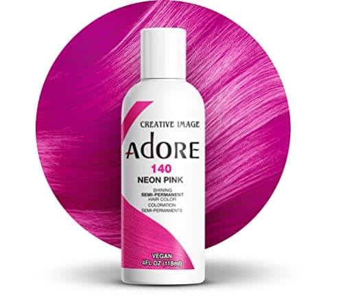 Adore Semi Permanent Hair Color Vegan and CrueltyFree Pink Hair Dye 4 Fl Oz 140 Neon Pink Pack of 1