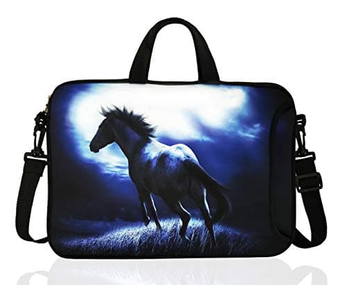 14-Inch Neoprene Laptop Shoulder Bag Case Sleeve for 13.3 14" Inch Chromebook (Blue Horse)