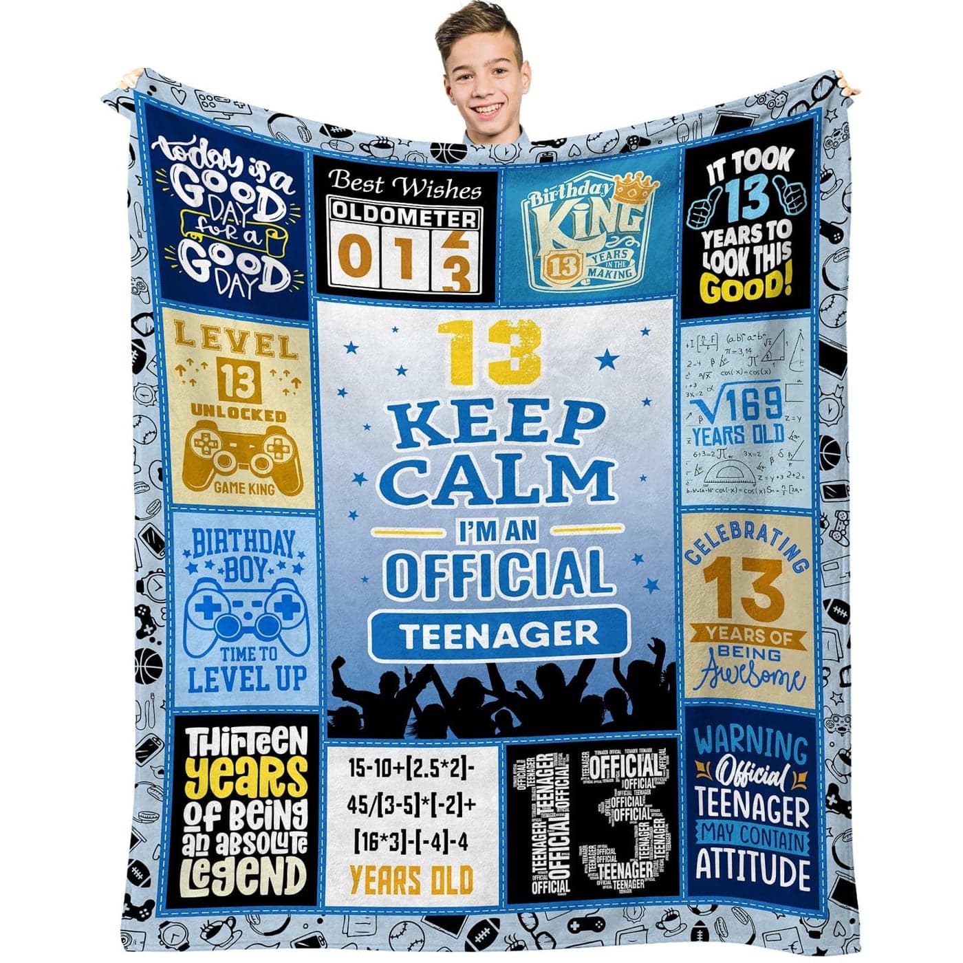 Sqovulw Gifts for 13 Year Old Boy 13th Birthday Gifts for Boys 13 Year Old Boy Birthday Gifts Ideas Coolest Birthday Gift for 13 Yr Olds Boys 13th Bday Decorations Throw Blanket 60x50 Inch