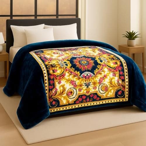 BSB HOME Super Soft Cloudy Printed Double Bed Mink Blanket for Mild Winter Heavy Winter, Single Ply (Layer) Blanket Warm Hot Cozy Lintfree 220 x 230 Cm – 2500 Grams (Ornate & Pink Floral Design)