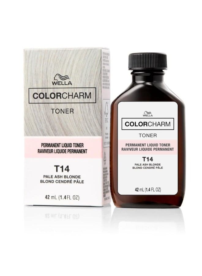 WELLA colorcharm Hair Toner, Neutralize Brass With Liquifuse Technology, T14 Silver Lady, 1.4 oz