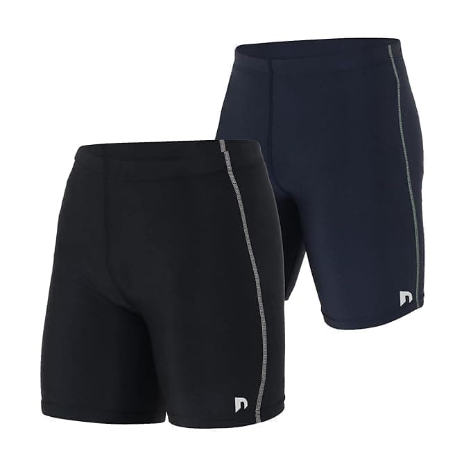 NEVER LOSE Compression Men's Skin Tight Shorts for Gym, Running, Cycling, Swimming, Basketball, Cricket, Yoga, Football, Tennis, Badminton & Many More Sports (M, Black/Navy)
